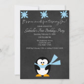 Cute Penguin Snow Much Fun Turing One Birthday Kaart (Voorkant)