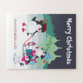 Cute Penguin Snow Scene - Merry Kerstmis Kinder Legpuzzel (Horizontaal)