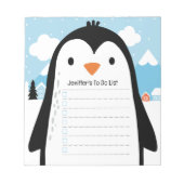 Cute Penguin Snow To Do List Children Illustration Notitieblok (Voorkant)