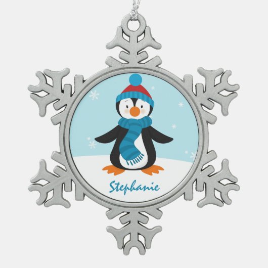 Cute Penguin Snowflake Ornament (Voorkant)