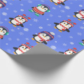 Cute Penguin Snowflake Pattern Kerstmis Cadeaupapier (Hoek)