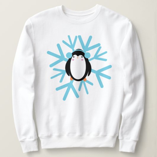 Cute Penguin Snowflake Winter Trui (Design voorkant)