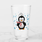 Cute Penguin & Snowflakes Glas (Achterkant)