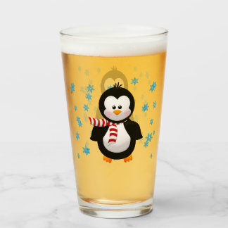 Cute Penguin & Snowflakes Glas