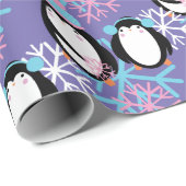 Cute Penguin Snowflakes Whimsical Cadeaupapier (Rol Hoek)