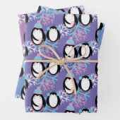 Cute Penguin Snowflakes Whimsical Inpakpapier Vel (In situ)