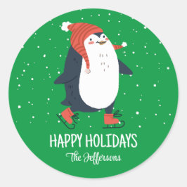 Cute Penguin Snowy Winter Holiday Animal Ronde Sticker