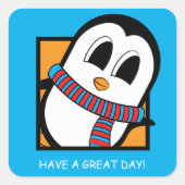 Cute Penguin Square Sticker (Voorkant)