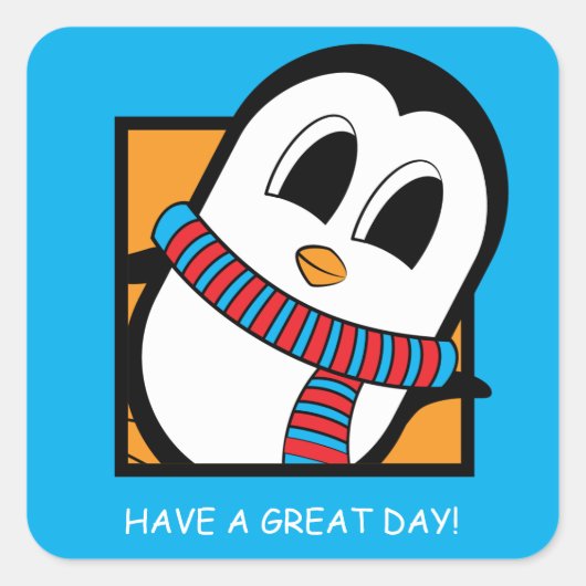 Cute Penguin Square Sticker (Voorkant)