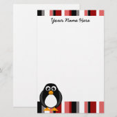 Cute Penguin Stationery - Red Briefpapier (Voorkant / Achterkant)