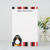 Cute Penguin Stationery - Red Briefpapier (Staand voorkant)