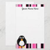 Cute Penguin Stationery - Roze Briefpapier (Voorkant / Achterkant)