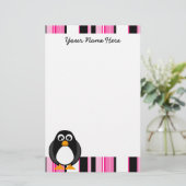 Cute Penguin Stationery - Roze Briefpapier (Staand voorkant)