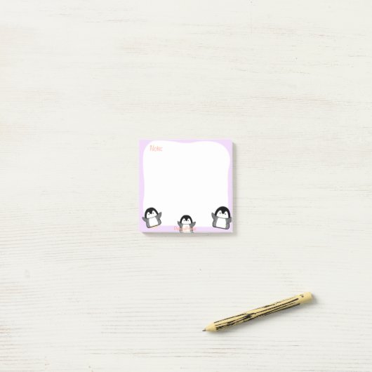 Cute Penguin Sticky Notes (Op bureau)