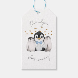Cute Penguin Thankyou voor haar komst Cadeaulabel