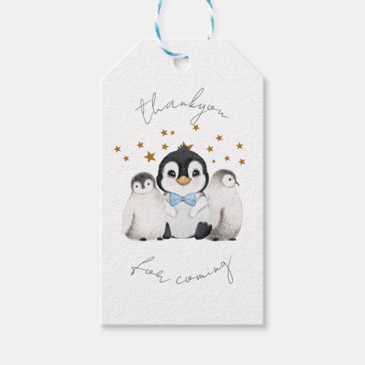 Cute Penguin Thankyou voor haar komst Cadeaulabel (Voorkant)