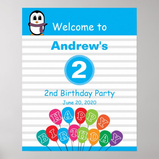Cute Penguin thema Party Welcome poster (Voorkant)