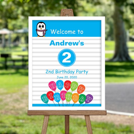 Cute Penguin thema Party Welcome poster