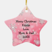 Cute Penguin Throwing Snowballen Kerstmis Keramisch Ornament (Achterkant)