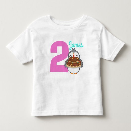 Cute Penguin Toddler Name Birthday T Shirt (Voorkant)
