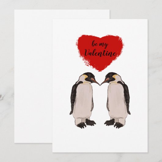 Cute Penguin Valentijns Feestdagenkaart (Voorkant / Achterkant)