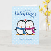 Cute Penguin Valentijnsdag Card (2) Kaart (Gele Bloem)