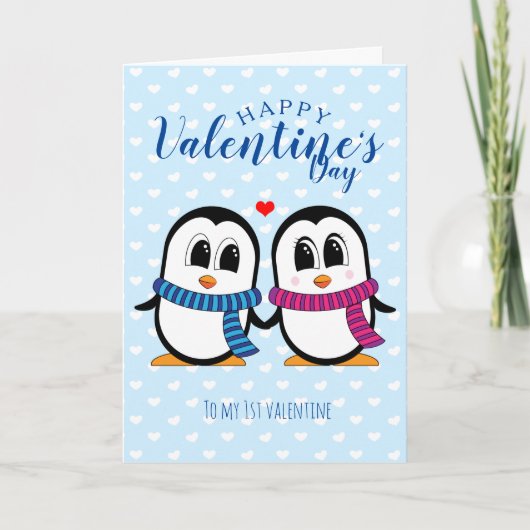 Cute Penguin Valentijnsdag Card Kaart (Voorkant)