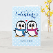 Cute Penguin Valentijnsdag Card Kaart (Gele Bloem)