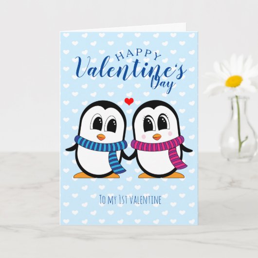 Cute Penguin Valentijnsdag Card Kaart (Kleine Plant)