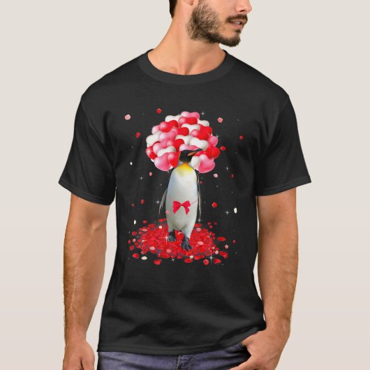 Cute Penguin Valentijnsdag Gift Heart Animals Lo T-shirt (Voorkant)