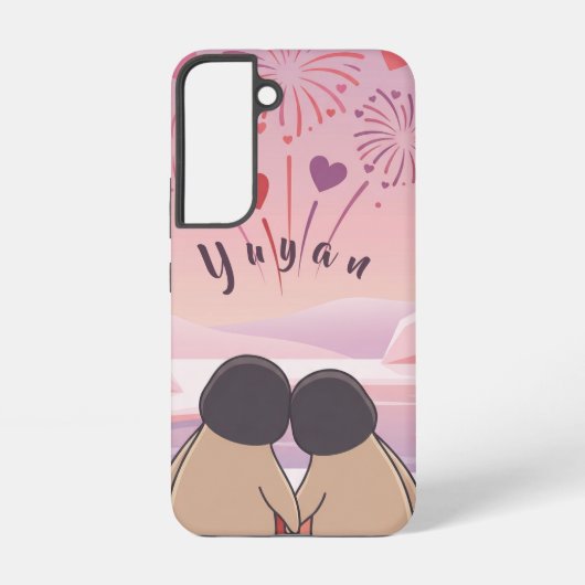 Cute Penguin Valentine Picnic Phone Case - Samsung Galaxy Hoesje (Achterkant)