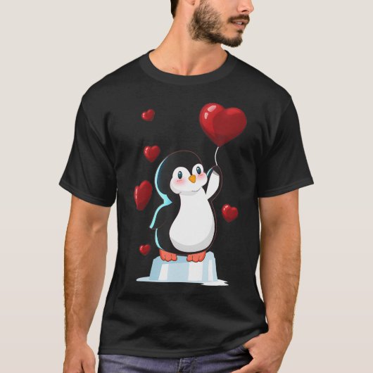 Cute Penguin Valentines Day Love Heart gift T-shirt (Voorkant)