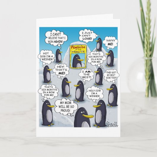 Cute Penguin van de Maand Happy Birthday. Kaart (Voorkant)
