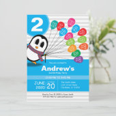 Cute Penguin verjaardagsuitnodiging Kaart (Staand voorkant)