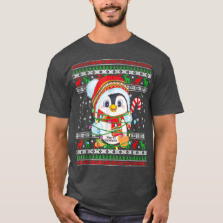 Cute Penguin verlicht lelijke kerstkeuken voor man T-shirt