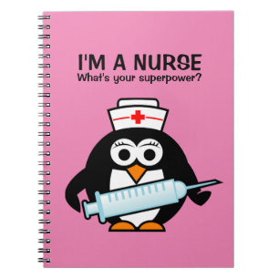 Cute penguin verpleegster en grappige quote spiral notitieboek
