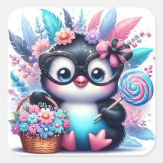 Cute Penguin Vierkante Sticker