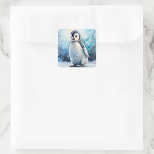 Cute Penguin Vierkante Sticker (Tas)