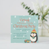 Cute Penguin | Virtuele kerstfeestdag Kaart (Staand voorkant)