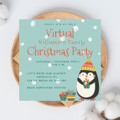 Cute Penguin | Virtuele kerstfeestdag Kaart