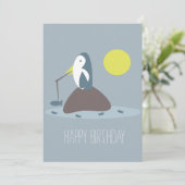 Cute Penguin Vist Birthday Party Kaart (Staand voorkant)