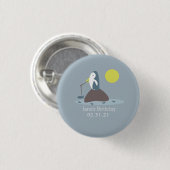 Cute Penguin Vist Birthday Party Ronde Button 3,2 Cm (Voorkant /achterkant)