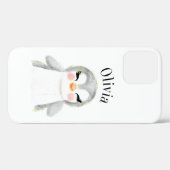 Cute Penguin Waterverf Name Modern Case-Mate iPhone Case (Achterkant (horizontaal))