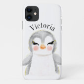 Cute Penguin Waterverf Name Modern Case-Mate iPhone Case (Achterkant)