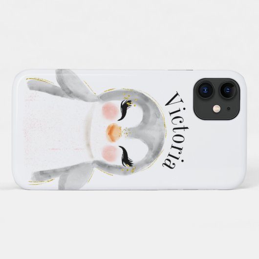 Cute Penguin Waterverf Name Modern Case-Mate iPhone Case (Achterkant (horizontaal))