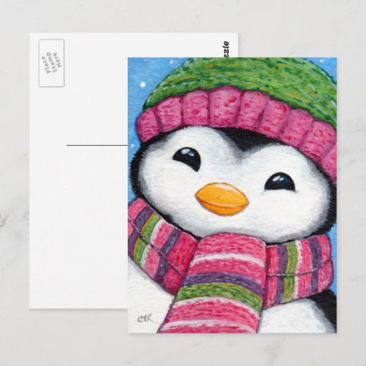 Cute Penguin Wearing Pet en Scarf Briefkaart (Voorkant / Achterkant)