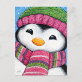 Cute Penguin Wearing Pet en Scarf Briefkaart (Voorkant)
