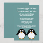 Cute Penguin Wedding Invitation Kaart (Voorkant / Achterkant)