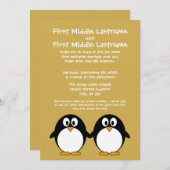 Cute Penguin Wedding Invitation Kaart (Voorkant / Achterkant)