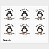 Cute Penguin White Birthday Party Hartelijk dank Vierkante Sticker (Vel)